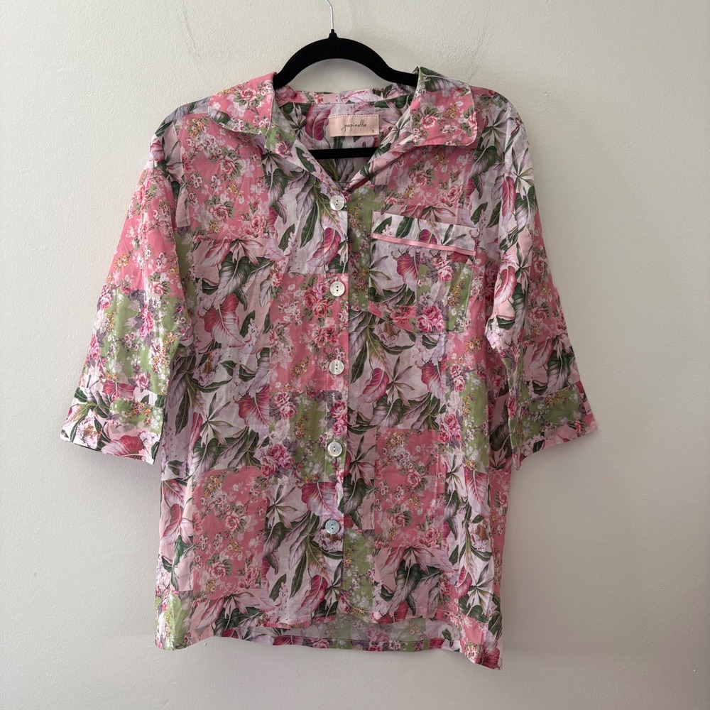 Papinelle womens Pink Floral Cotton‎ blouse Small